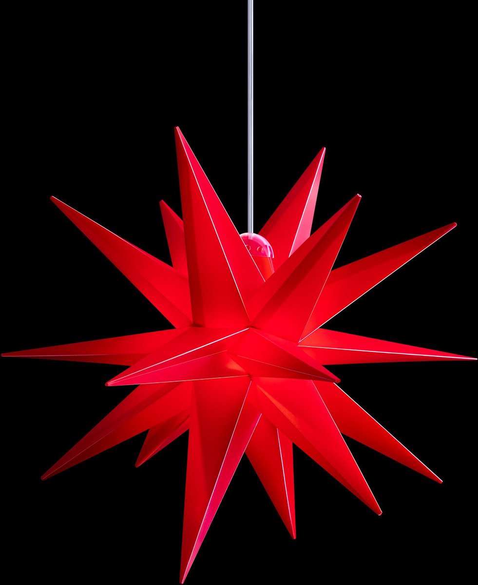 Sterntaler decoratieve ster | Kerstster kunststof | 18-wijzer | vouwster | 25cm | Binnen en buiten | LED | Stekker